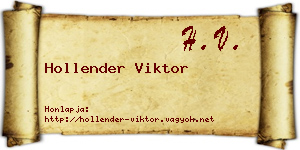 Hollender Viktor névjegykártya